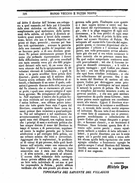 Mondo vecchio e mondo nuovo : ogni giorno costa un grano