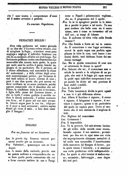 Mondo vecchio e mondo nuovo : ogni giorno costa un grano