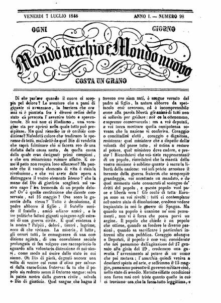 Mondo vecchio e mondo nuovo : ogni giorno costa un grano