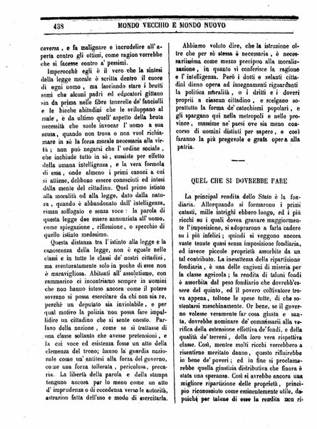 Mondo vecchio e mondo nuovo : ogni giorno costa un grano