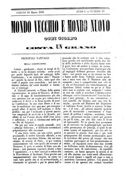 Mondo vecchio e mondo nuovo ogni giorno costa un grano