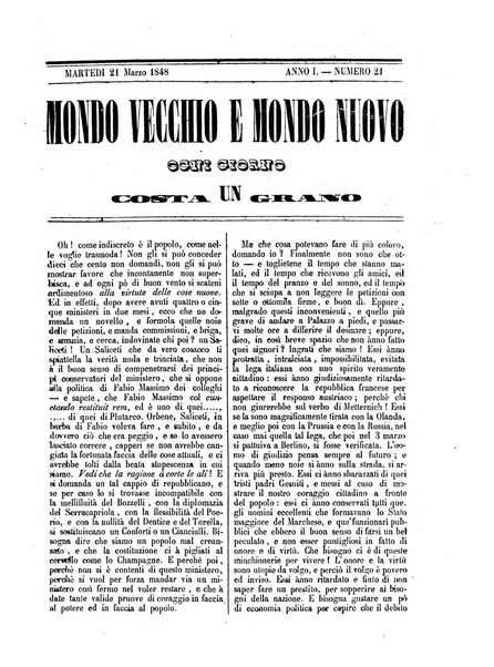 Mondo vecchio e mondo nuovo ogni giorno costa un grano