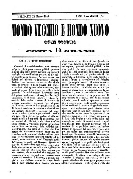 Mondo vecchio e mondo nuovo ogni giorno costa un grano