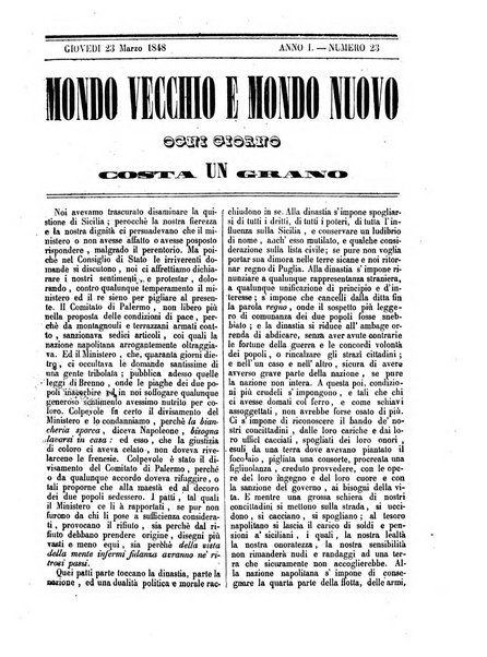 Mondo vecchio e mondo nuovo ogni giorno costa un grano