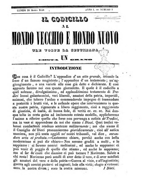 Mondo vecchio e mondo nuovo ogni giorno costa un grano