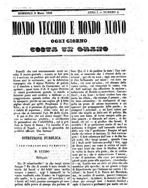 Mondo vecchio e mondo nuovo ogni giorno costa un grano