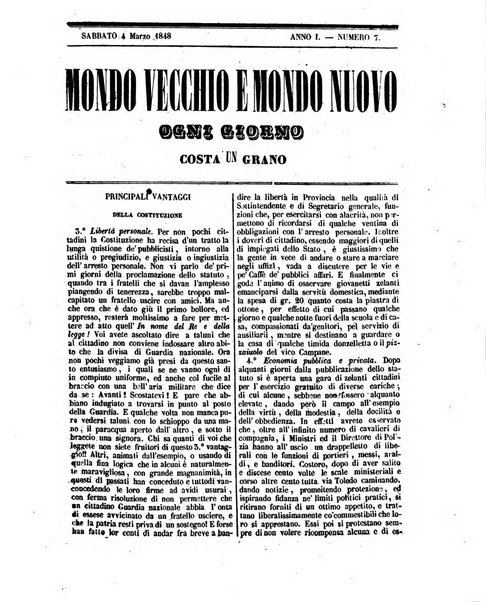 Mondo vecchio e mondo nuovo ogni giorno costa un grano