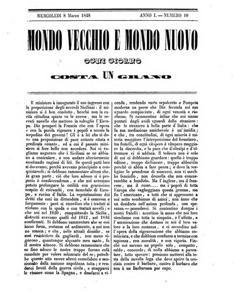 Mondo vecchio e mondo nuovo ogni giorno costa un grano