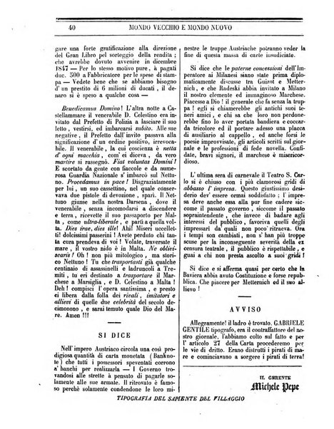 Mondo vecchio e mondo nuovo ogni giorno costa un grano