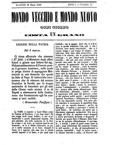 Mondo vecchio e mondo nuovo ogni giorno costa un grano