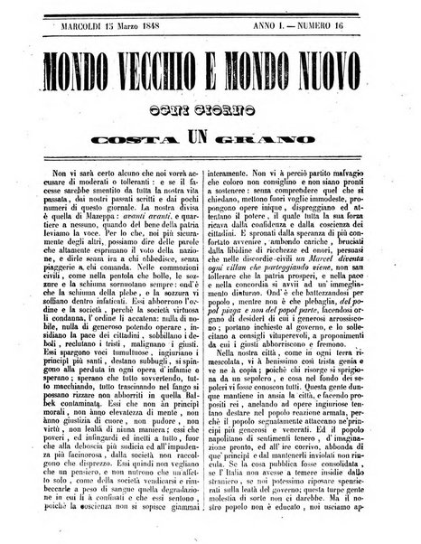 Mondo vecchio e mondo nuovo ogni giorno costa un grano