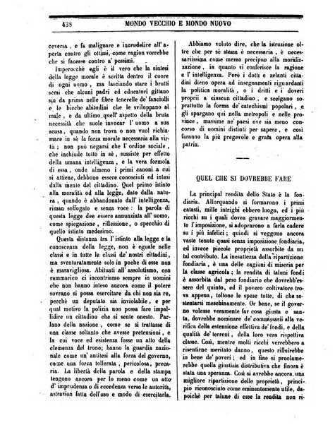 Mondo vecchio e mondo nuovo ogni giorno costa un grano