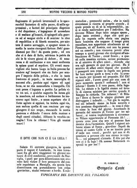 Mondo vecchio e mondo nuovo : ogni giorno costa un grano