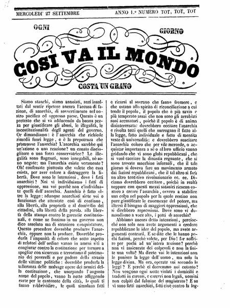 Mondo vecchio e mondo nuovo : ogni giorno costa un grano