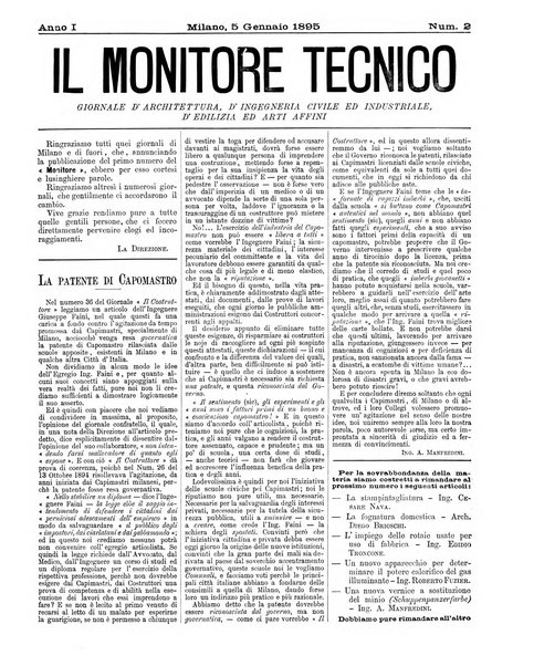 Il monitore tecnico giornale d'architettura, d'Ingegneria civile ed industriale, d'edilizia ed arti affini