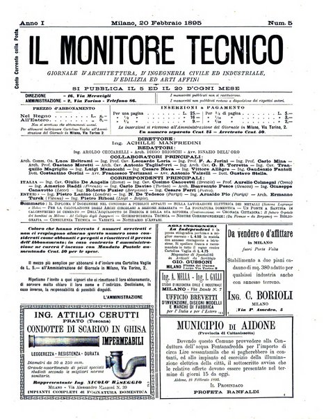 Il monitore tecnico giornale d'architettura, d'Ingegneria civile ed industriale, d'edilizia ed arti affini