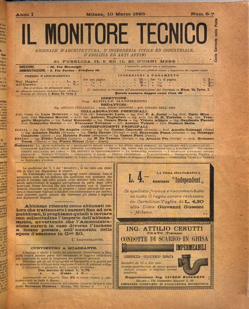 Il monitore tecnico giornale d'architettura, d'Ingegneria civile ed industriale, d'edilizia ed arti affini