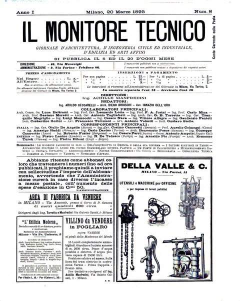 Il monitore tecnico giornale d'architettura, d'Ingegneria civile ed industriale, d'edilizia ed arti affini