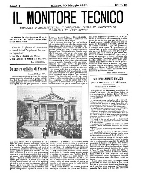 Il monitore tecnico giornale d'architettura, d'Ingegneria civile ed industriale, d'edilizia ed arti affini