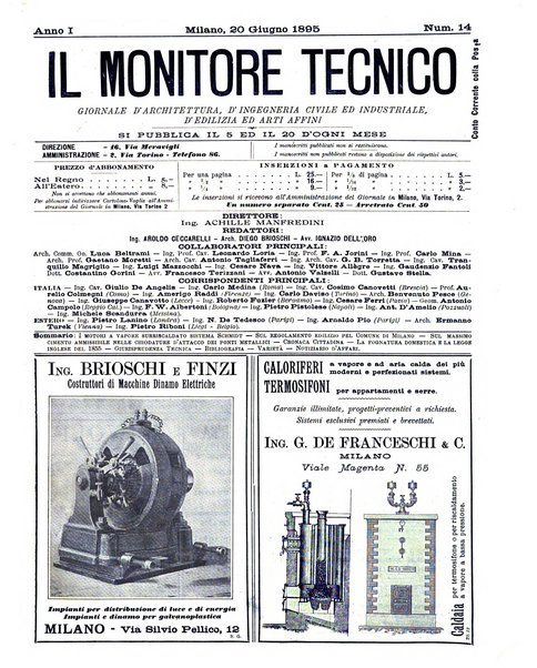 Il monitore tecnico giornale d'architettura, d'Ingegneria civile ed industriale, d'edilizia ed arti affini