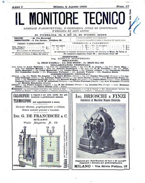 Il monitore tecnico giornale d'architettura, d'Ingegneria civile ed industriale, d'edilizia ed arti affini