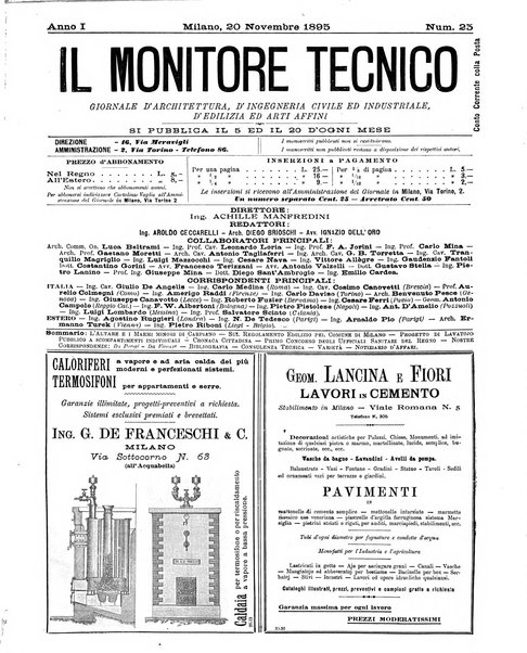 Il monitore tecnico giornale d'architettura, d'Ingegneria civile ed industriale, d'edilizia ed arti affini