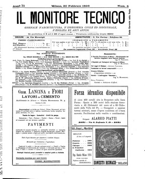 Il monitore tecnico giornale d'architettura, d'Ingegneria civile ed industriale, d'edilizia ed arti affini