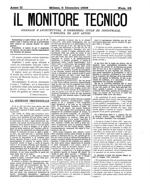 Il monitore tecnico giornale d'architettura, d'Ingegneria civile ed industriale, d'edilizia ed arti affini