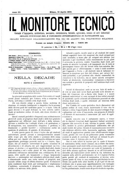 Il monitore tecnico giornale d'architettura, d'Ingegneria civile ed industriale, d'edilizia ed arti affini