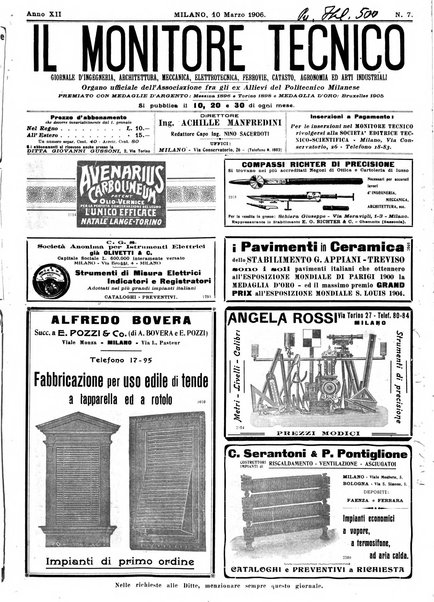 Il monitore tecnico giornale d'architettura, d'Ingegneria civile ed industriale, d'edilizia ed arti affini