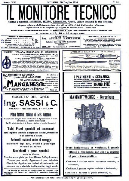 Il monitore tecnico giornale d'architettura, d'Ingegneria civile ed industriale, d'edilizia ed arti affini