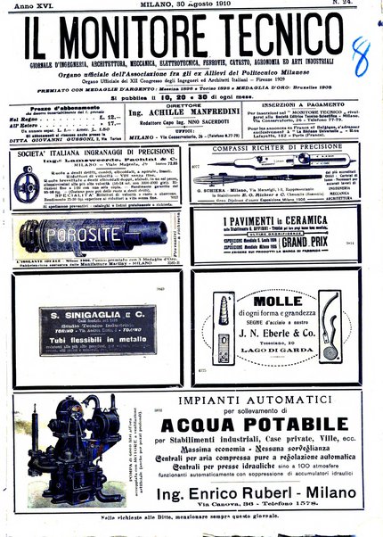 Il monitore tecnico giornale d'architettura, d'Ingegneria civile ed industriale, d'edilizia ed arti affini