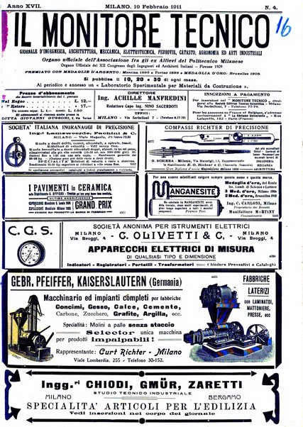 Il monitore tecnico giornale d'architettura, d'Ingegneria civile ed industriale, d'edilizia ed arti affini