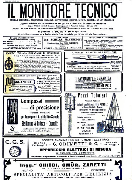 Il monitore tecnico giornale d'architettura, d'Ingegneria civile ed industriale, d'edilizia ed arti affini