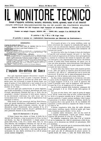 Il monitore tecnico giornale d'architettura, d'Ingegneria civile ed industriale, d'edilizia ed arti affini