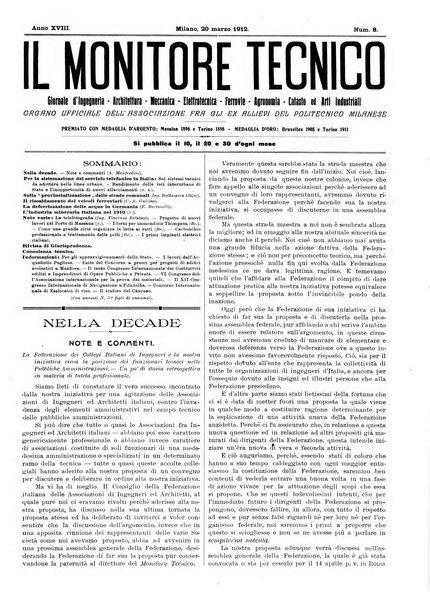 Il monitore tecnico giornale d'architettura, d'Ingegneria civile ed industriale, d'edilizia ed arti affini