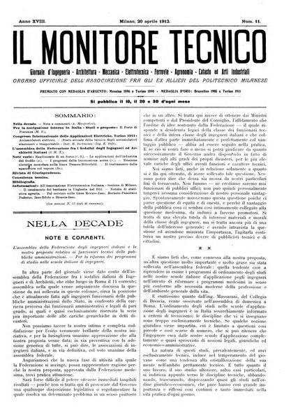 Il monitore tecnico giornale d'architettura, d'Ingegneria civile ed industriale, d'edilizia ed arti affini