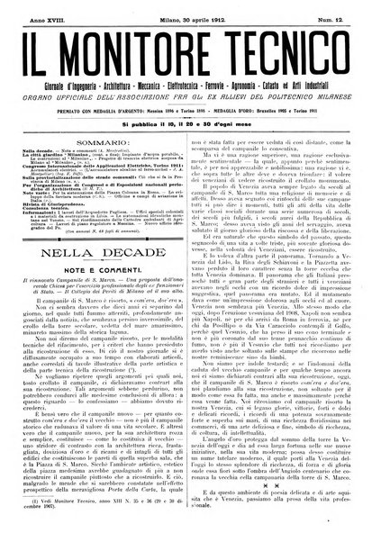 Il monitore tecnico giornale d'architettura, d'Ingegneria civile ed industriale, d'edilizia ed arti affini