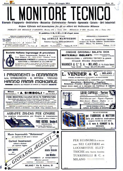 Il monitore tecnico giornale d'architettura, d'Ingegneria civile ed industriale, d'edilizia ed arti affini