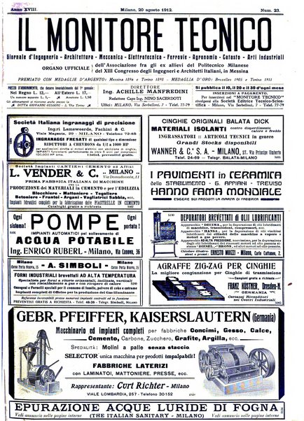 Il monitore tecnico giornale d'architettura, d'Ingegneria civile ed industriale, d'edilizia ed arti affini