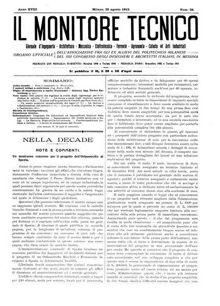 Il monitore tecnico giornale d'architettura, d'Ingegneria civile ed industriale, d'edilizia ed arti affini