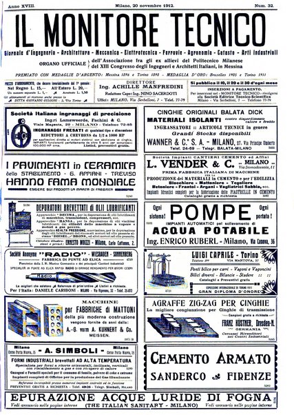 Il monitore tecnico giornale d'architettura, d'Ingegneria civile ed industriale, d'edilizia ed arti affini