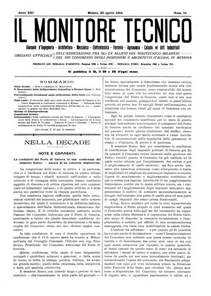 Il monitore tecnico giornale d'architettura, d'Ingegneria civile ed industriale, d'edilizia ed arti affini