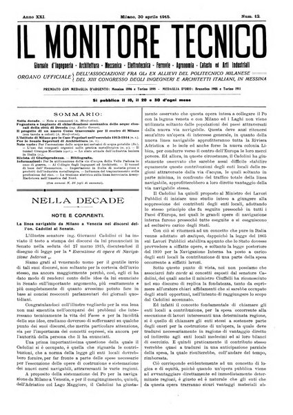 Il monitore tecnico giornale d'architettura, d'Ingegneria civile ed industriale, d'edilizia ed arti affini