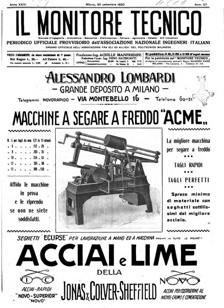 Il monitore tecnico giornale d'architettura, d'Ingegneria civile ed industriale, d'edilizia ed arti affini