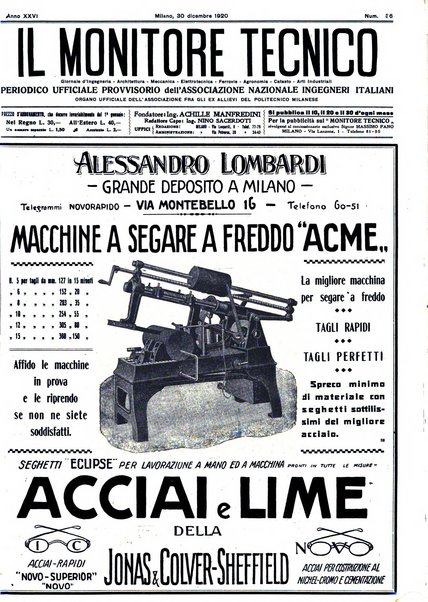 Il monitore tecnico giornale d'architettura, d'Ingegneria civile ed industriale, d'edilizia ed arti affini