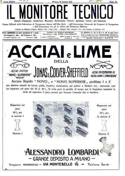 Il monitore tecnico giornale d'architettura, d'Ingegneria civile ed industriale, d'edilizia ed arti affini