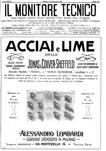 Il monitore tecnico giornale d'architettura, d'Ingegneria civile ed industriale, d'edilizia ed arti affini