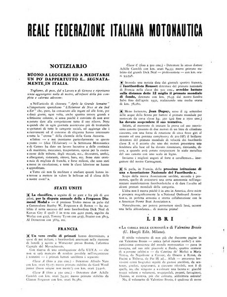 La motonautica italiana rivista ufficiale della reale Federazione italiana motonautica