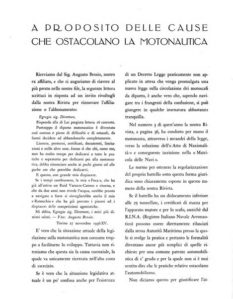 La motonautica italiana rivista ufficiale della reale Federazione italiana motonautica